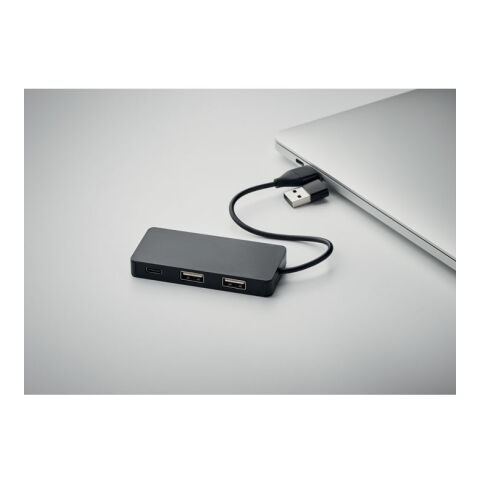 3 port USB hub with 20cm cable black | No Branding | not available | not available