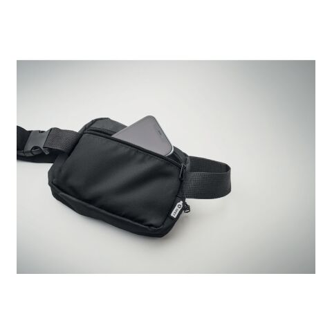 300D RPET polyester waist bag black | No Branding | not available | not available | not available