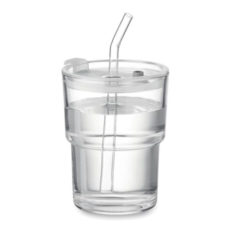 Glass tumbler with straw 400ml transparent | No Branding | not available | not available