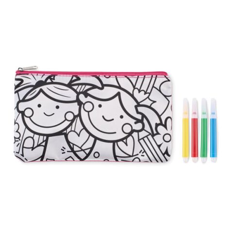 Pencil case with markers pink | No Branding | not available | not available | not available