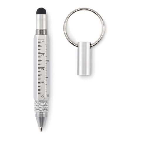 Key ring with twist action pen matt silver | No Branding | not available | not available