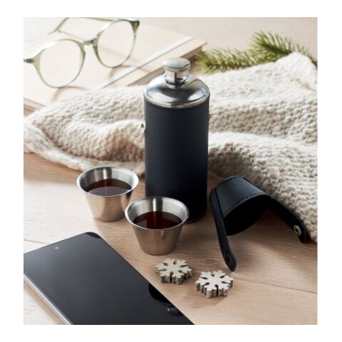 Hip flask with shot cups black | No Branding | not available | not available