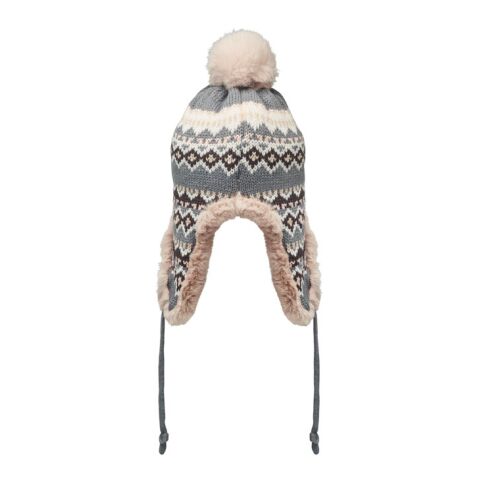 Knitted beanie with ear flap grey | No Branding | not available | not available | not available