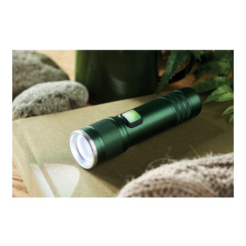 Rechargeable COB light torch Dark green