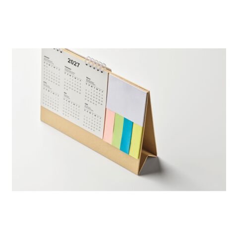 Desk calendar with memo pad beige | No Branding | not available | not available | not available