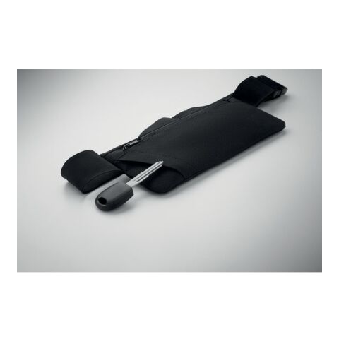 Sports waist bag 600D RPET black | No Branding | not available | not available | not available