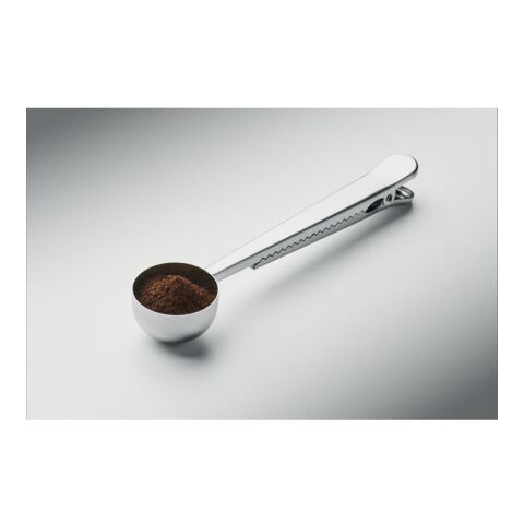 Coffee scoop with bag clip silver