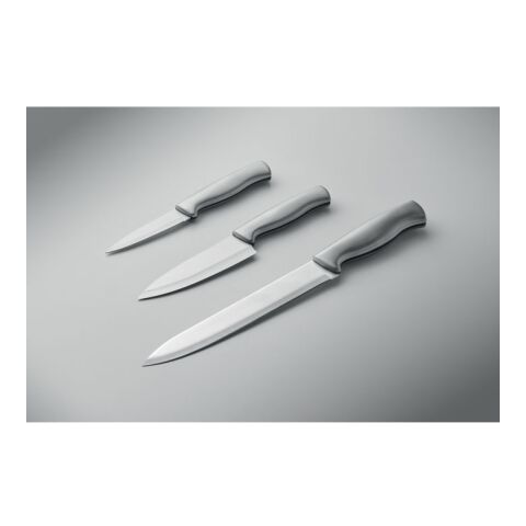 Stainless steel knife set 3pcs silver