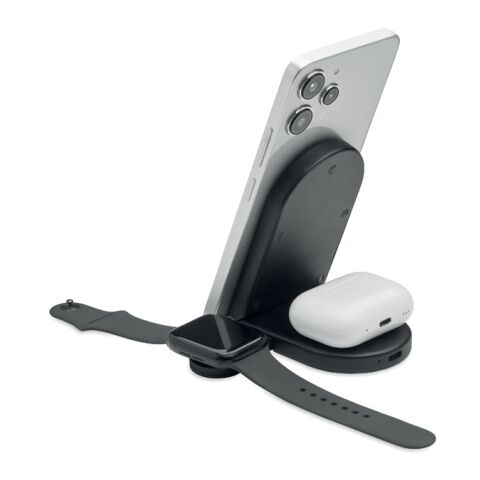 Foldable 3-in-1 charger 15W black