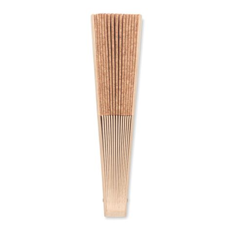 Wood hand fan with cork fabric beige | No Branding | not available | not available