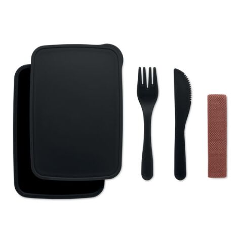 Lunch box with cutlery black | No Branding | not available | not available | not available