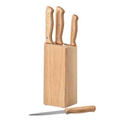 5 piece knife set in base wood | No Branding | not available | not available