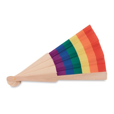 Rainbow wooden hand fan multicolour | No Branding | not available | not available