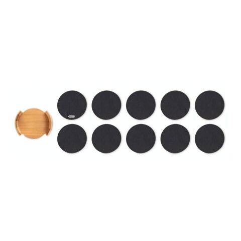 RPET coasters in bamboo holder wood | No Branding | not available | not available | not available