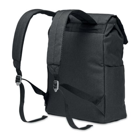 RPET laptop backpack with magnetic button black | No Branding | not available | not available | not available