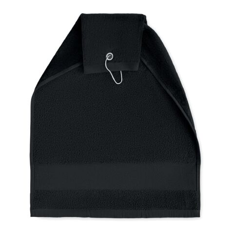 Cotton golf towel with hanger black | No Branding | not available | not available | not available