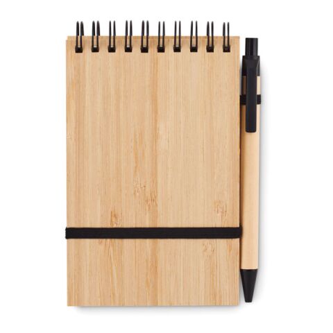 A6 bamboo notepad with pen black | No Branding | not available | not available