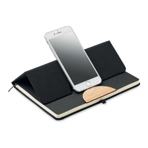 A5 RPET notebook with phone stand black | No Branding | not available | not available | not available