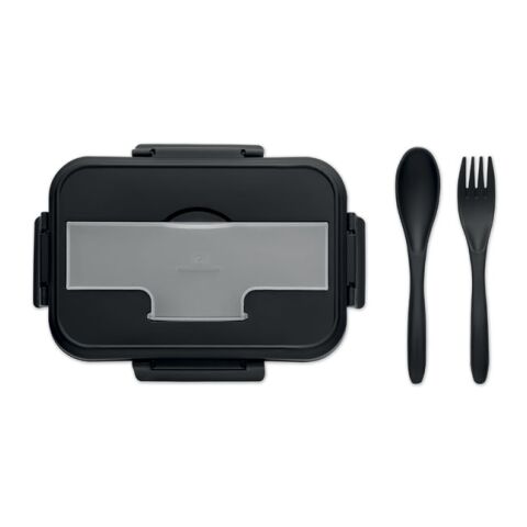 Lunch box with cutlery in PP black | No Branding | not available | not available | not available