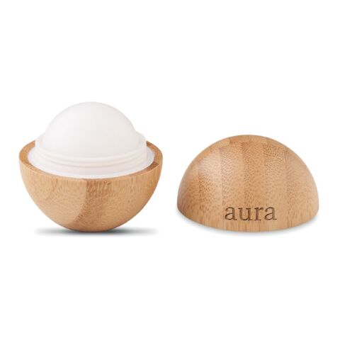 Lip balm in round bamboo case wood | No Branding | not available | not available