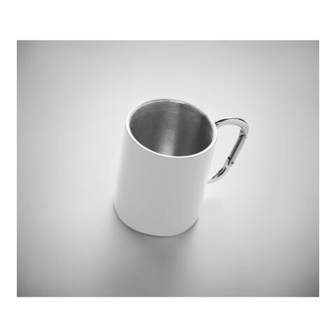 Metal mug and carabiner handle 300 ml white | No Branding | not available | not available | not available