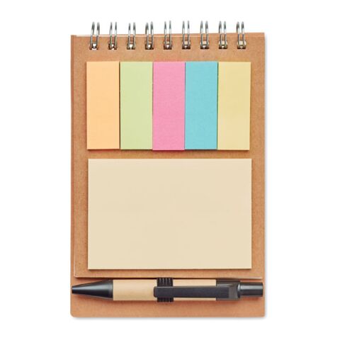 Notepad with pen and sticky notes beige | No Branding | not available | not available
