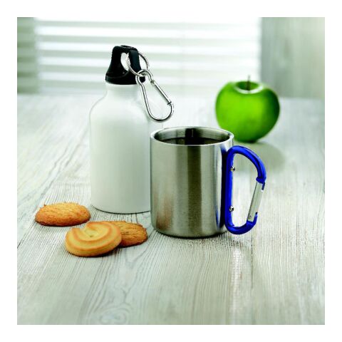 Metal mug and carabiner handle 220 ml blue | No Branding | not available | not available | not available