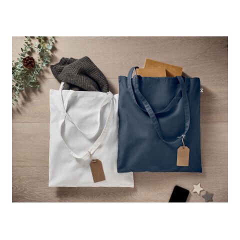 Cotton tote bag with long handles 140gr/m² navy blue | No Branding | not available | not available | not available