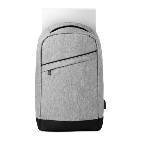 2 tone backpack incl USB plug grey | No Branding | not available | not available | not available