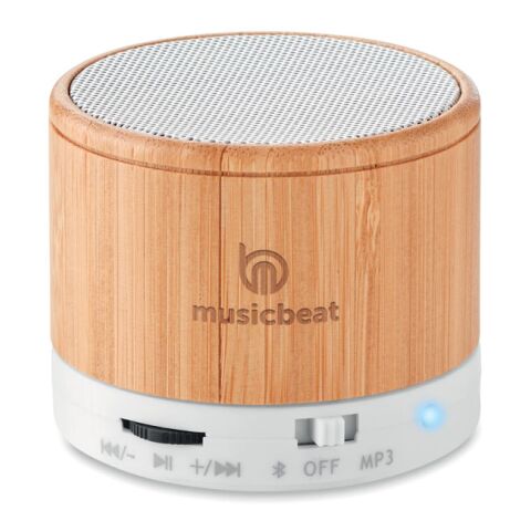 Round Bamboo 4.2 wireless speaker white | No Branding | not available | not available | not available