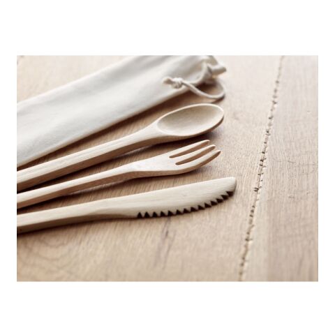 Bamboo cutlery set beige | No Branding | not available | not available | not available