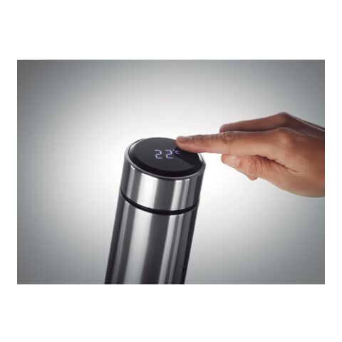 Bottle with touch thermometer matt silver | No Branding | not available | not available | not available