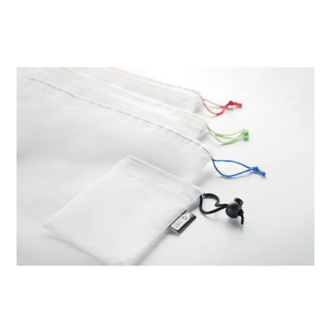 Set of 3 RPET mesh food bags white | No Branding | not available | not available | not available