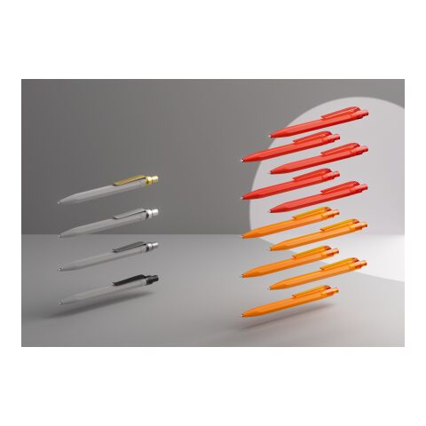 Prodir QS50 push ballpoint pen Soft Touch with metal clip yellow-silver | Without Branding | Blue