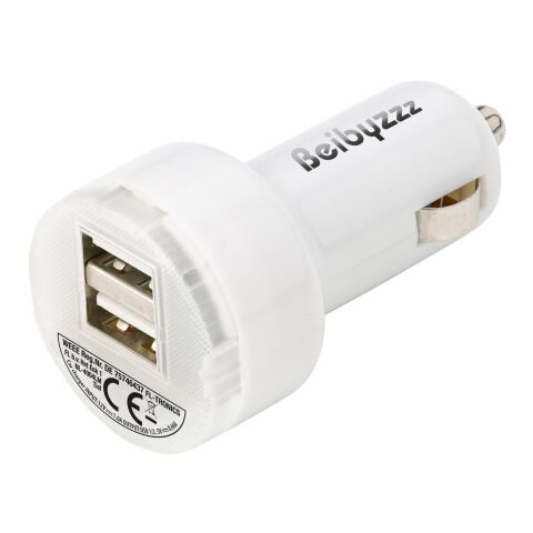 Plastic car power adapter with two USB ports cobalt blue | No Branding | not available | not available