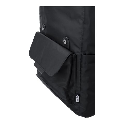 RPET (290T) polyester twill flap backpack Marlowe black | No Branding | not available | not available