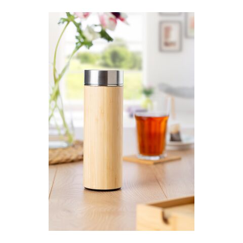 Bamboo and stainless steel double walled bottle Yara brown | No Branding | not available | not available