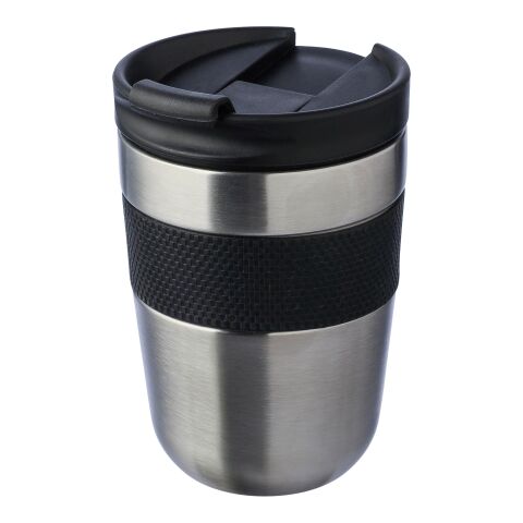 Stainless steel double-walled drinking mug 300 ml Keith black/silver | No Branding | not available | not available