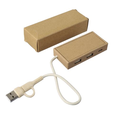 Aluminium and recycled paper USB hub Paulo brown | No Branding | not available | not available