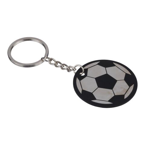 Recycled stainless steel soccer ball keychain Ciro black | No Branding