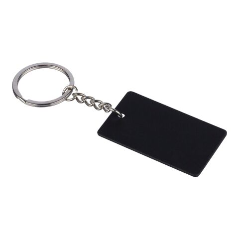Recycled stainless steel rectangular keychain Jax black | No Branding