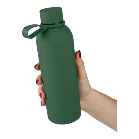 Recycled stainless steel double-walled drinking bottle (500 ml) Sena green | No Branding | not available | not available