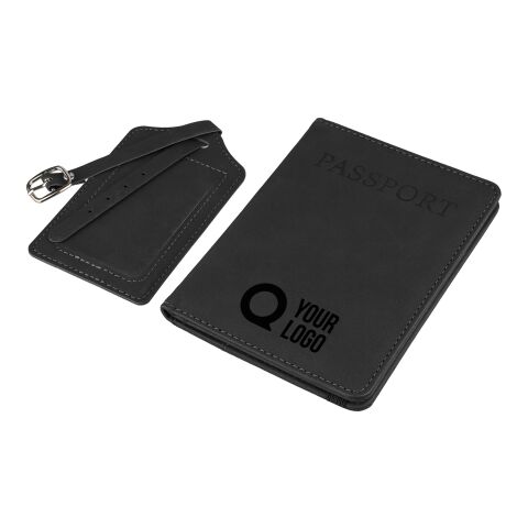 Recycled PU passport holder and luggage label Zani black | No Branding | not available | not available