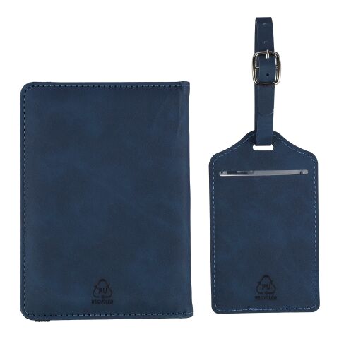 Recycled PU passport holder and luggage label Zani blue | No Branding | not available | not available