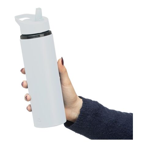 Recycled stainless steel drinking bottle (500 ml) Zeno white | No Branding | not available | not available
