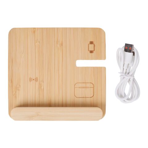 Wireless charger Tribu | Recycled bamboo | 3-in-1 brown