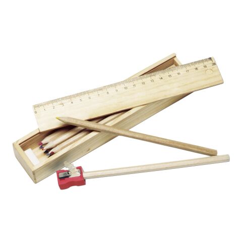 Carmelita wooden box with colouring pencils brown | No Branding | not available | not available