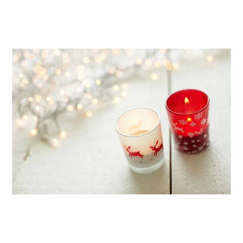 Glass candle holder with Christmas decorations Kirsten white | No Branding