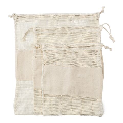 Three Reusable Cotton Mesh Bags Adele khaki | No Branding | not available | not available