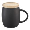 Hearth 400 ml ceramic mug with wooden coaster Standard | Solid black-White | not available | No Branding | not available | not available